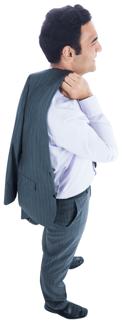 Businessman Holding Jacket Over Shoulder Transparent