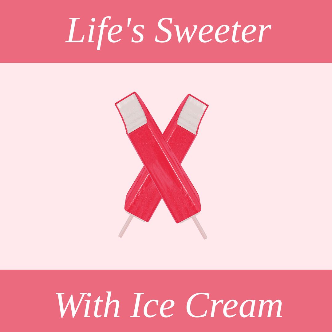 Life's Sweeter With Ice Cream Text Over Pink Background - Download Free Stock Templates Pikwizard.com