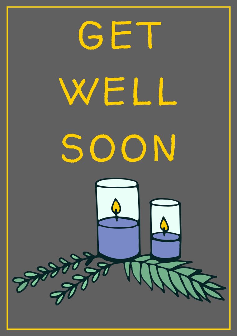 Get Well Soon Card with Calming Candles and Leaves