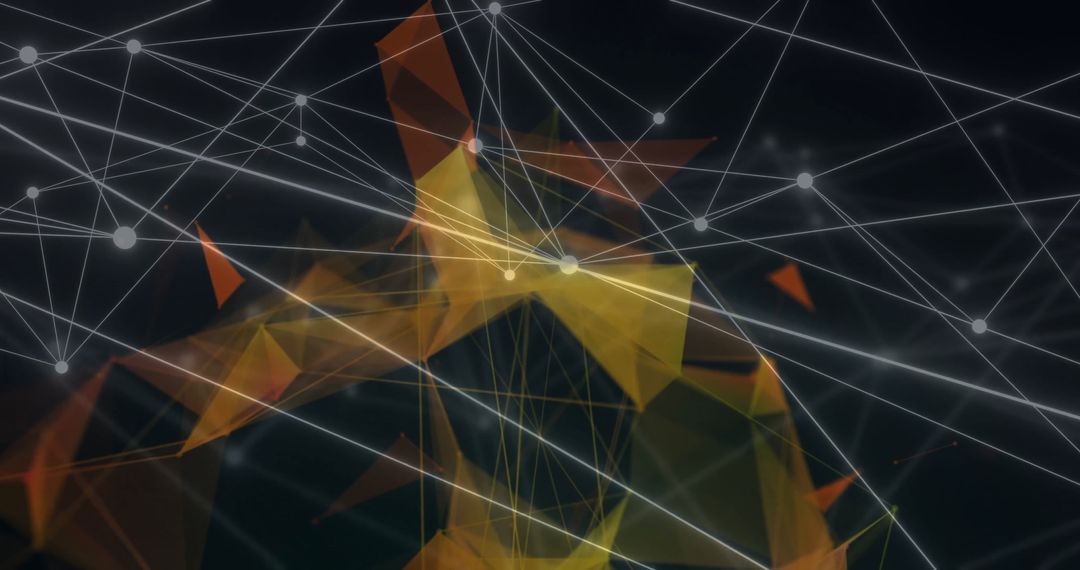 Abstract Geometric Network with Glowing Dots on Dark Background