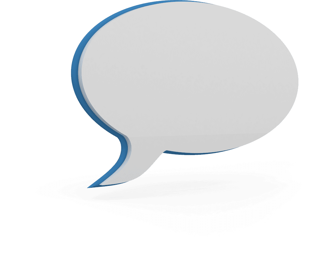 White Speech Bubble on Transparent Background With Blue Outline