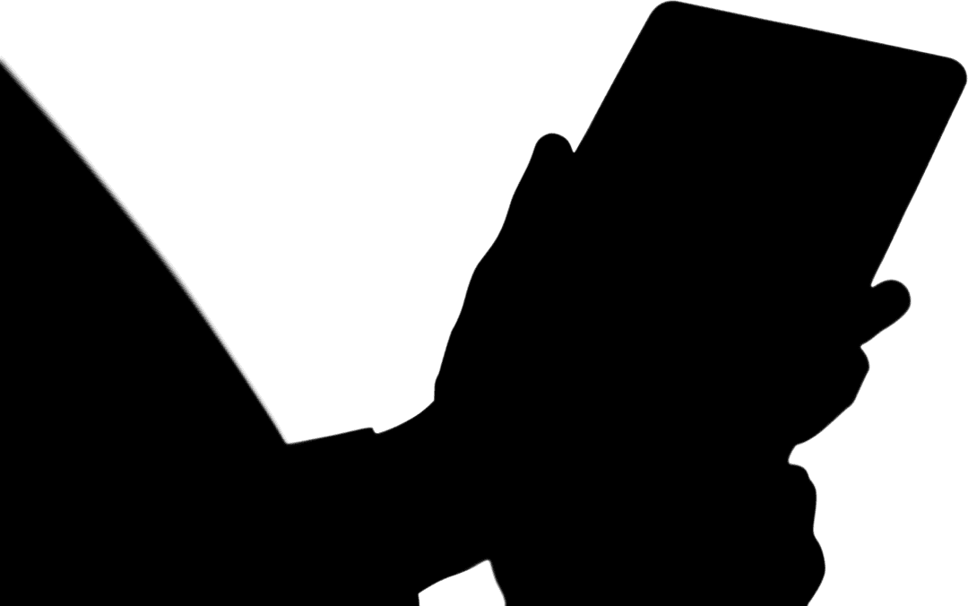 Transparent Silhouette of Hands Interacting with Digital Tablet