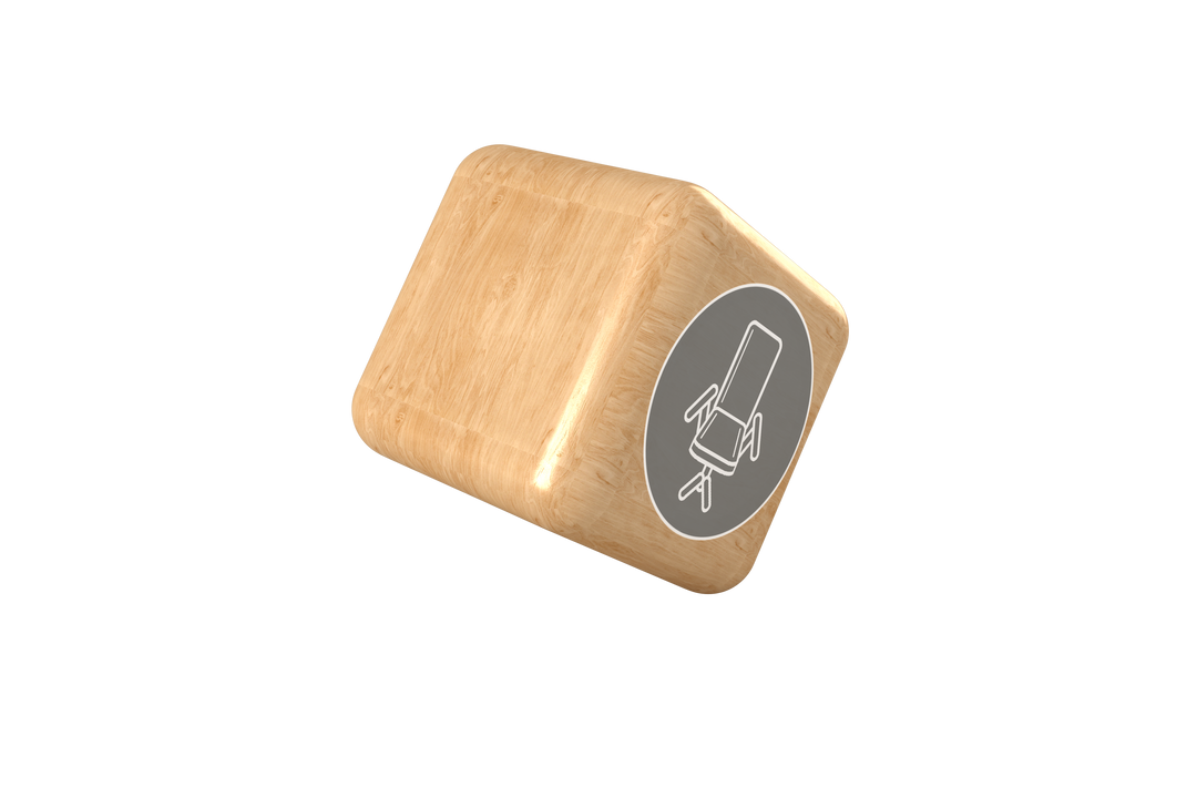 Single Wooden Cube with Office Chair Icon on Transparent Background - Download Free Stock Images Pikwizard.com