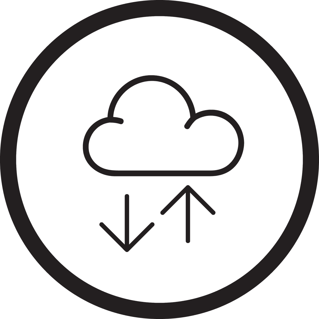 Black Cloud Computing Icon on Transparent Background