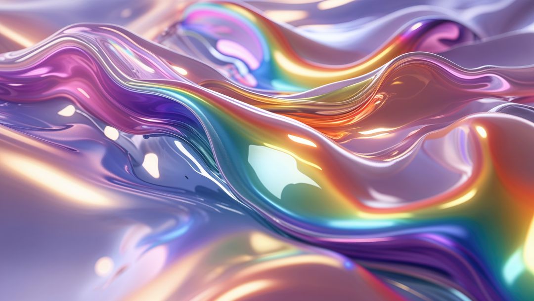 Iridescent Metallic Waves Creating Surreal Digital Art
