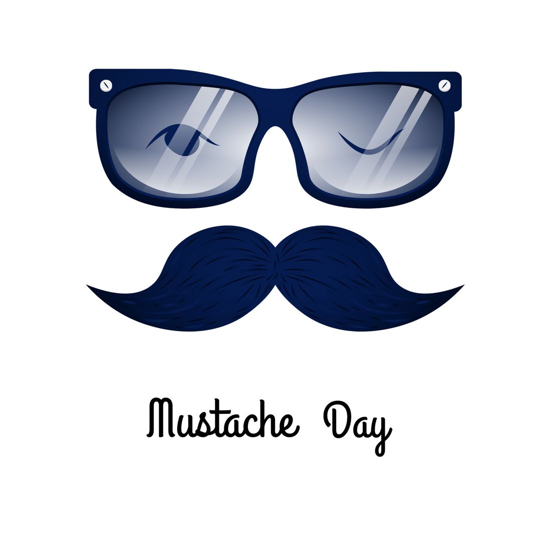 Mustache Day Celebration with Sunglasses and Stylized Mustache