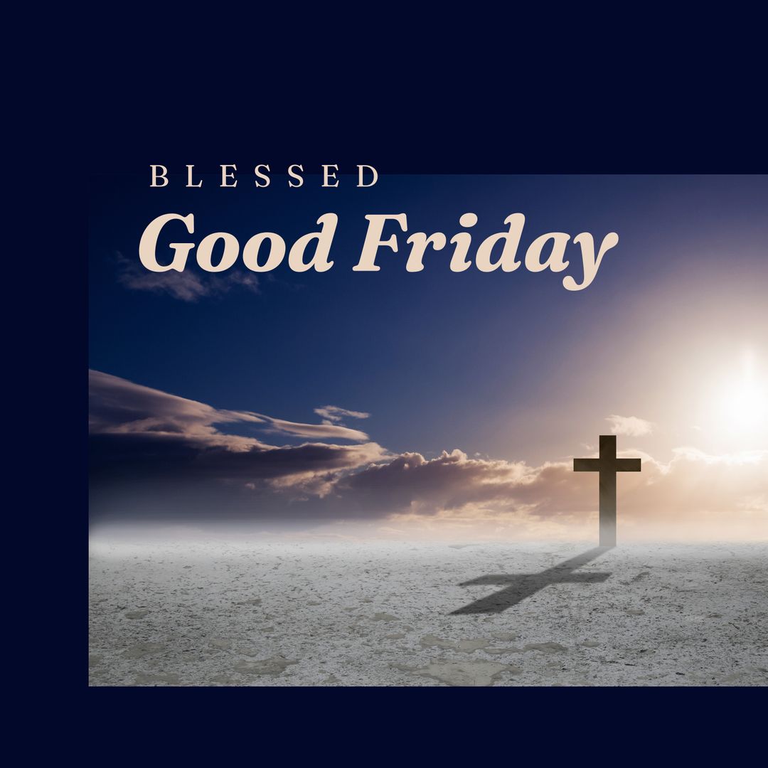 Good Friday Blessings with Cross and Sunset Sky