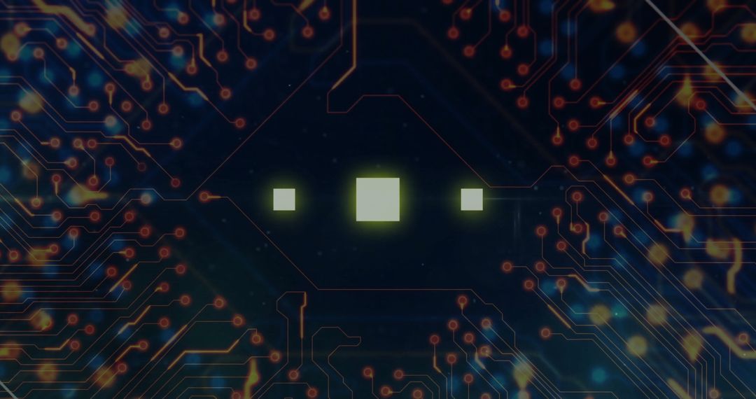 Futuristic Circuit Board with Glowing Connections and Data Flow
