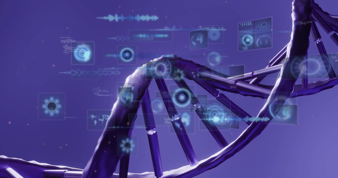 Futuristic DNA Strand with Digital Biotechnology Interface