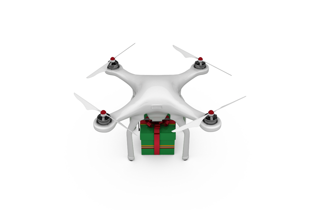 Quadcopter Drone Carrying Green Gift Box With Red Ribbon Over Transparent Background - Download Free Stock Images Pikwizard.com