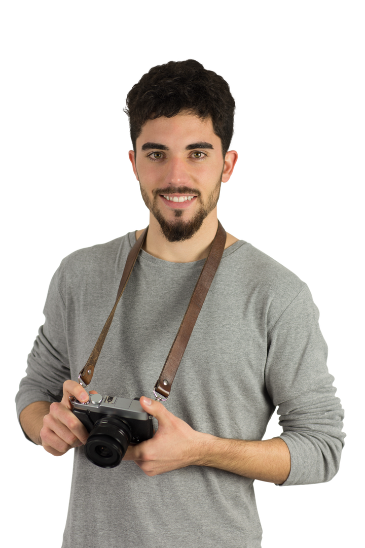 Cheerful Casual Man Holding Camera, Transparent Background - Download Free Stock Images Pikwizard.com