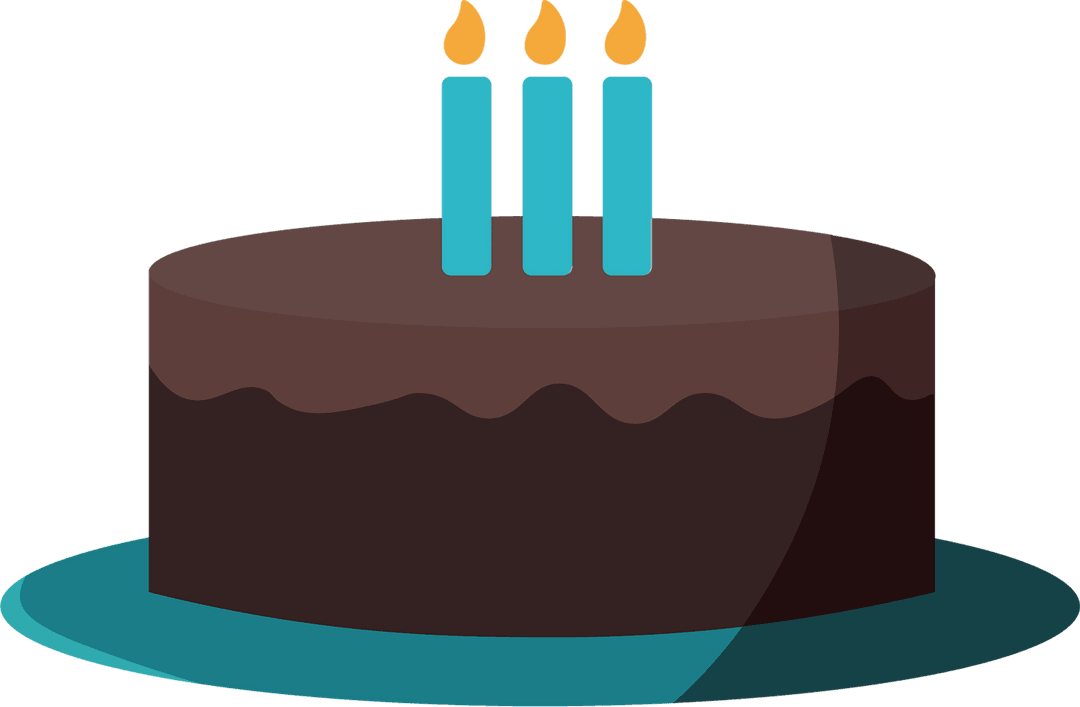 Transparent Birthday Cake with Three Candles Illustration