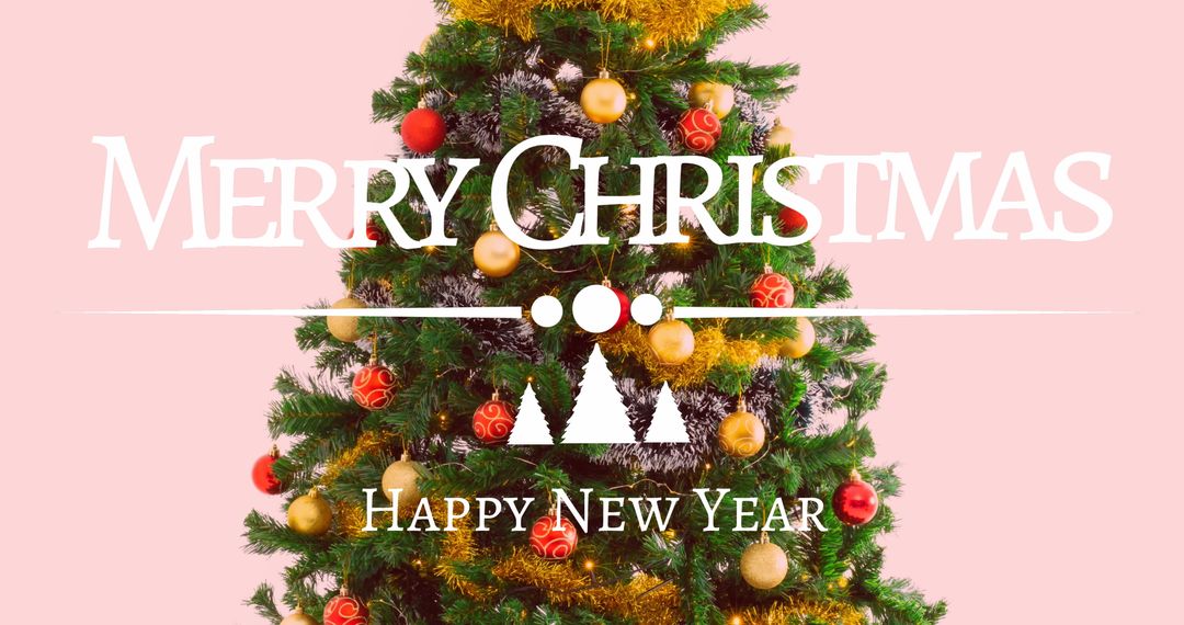 Elegant Christmas Tree with Festive Holiday Greeting
