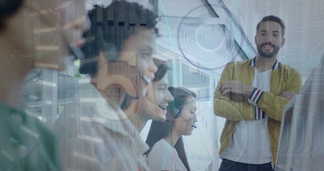 Diverse Team Engaging in Data Processing and Customer Support