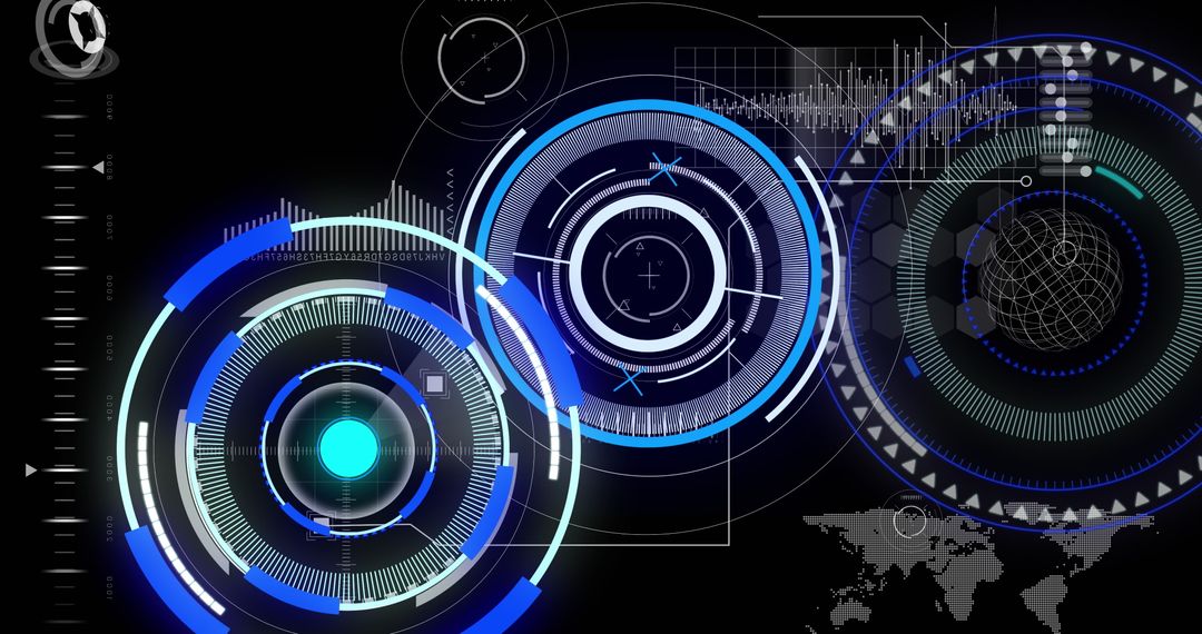 Digital Interface with Futuristic Technology Scanning Display