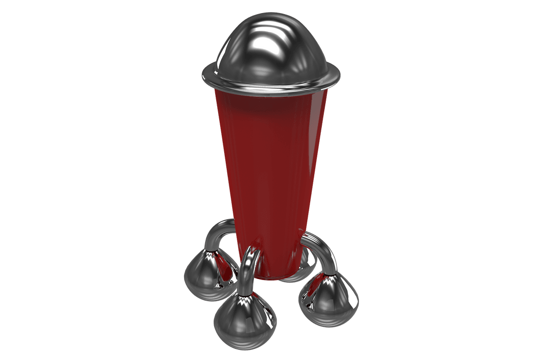 Red Abstract 3D Shape with Chrome Elements on Transparent Platform - Download Free Stock Images Pikwizard.com