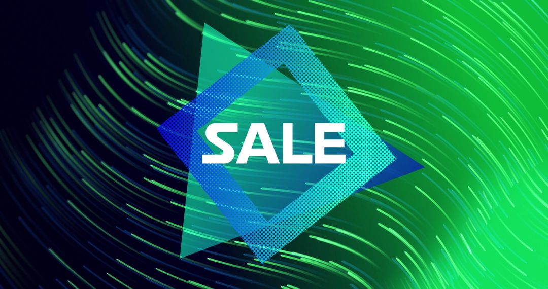 Digital Sales Promotion Background with Dynamic Green Lines