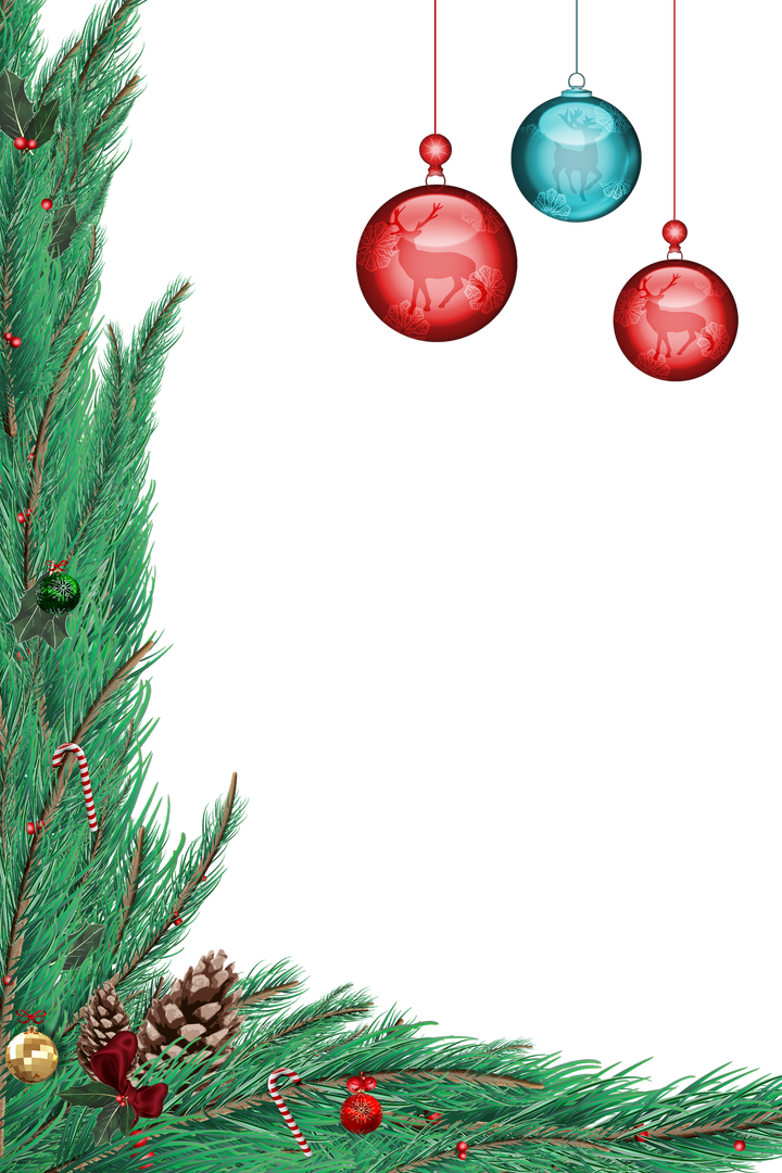 Transparent Fir Branch Frame with Festive Christmas Decorations - Download Free Stock Images Pikwizard.com