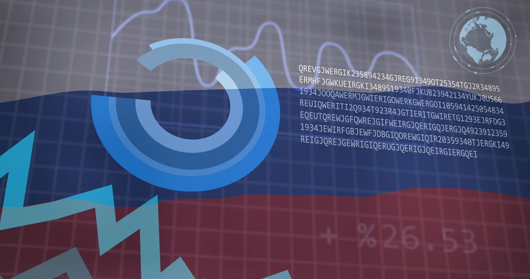 Data Analytics Against Waving Russian Flag Background