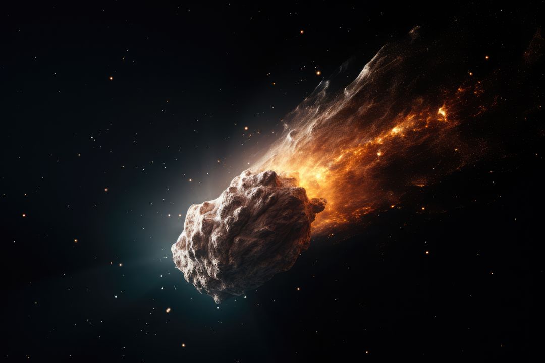 Asteroid Entering Earth's Atmosphere with Fiery Trail - Free Images, Stock Photos and Pictures on Pikwizard.com