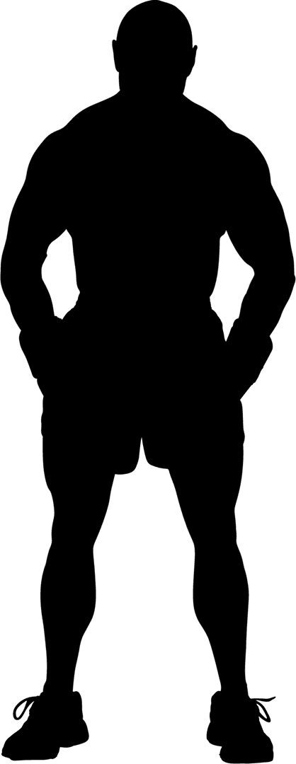Transparent Silhouette of a Man Flexing Muscles