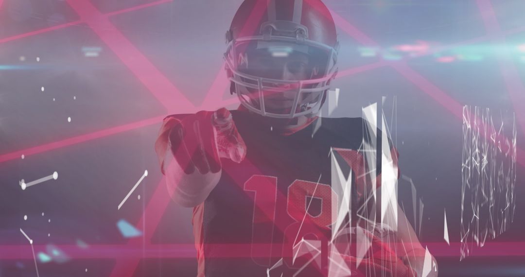 American Football Player in Futuristic Digital Interface Concept
