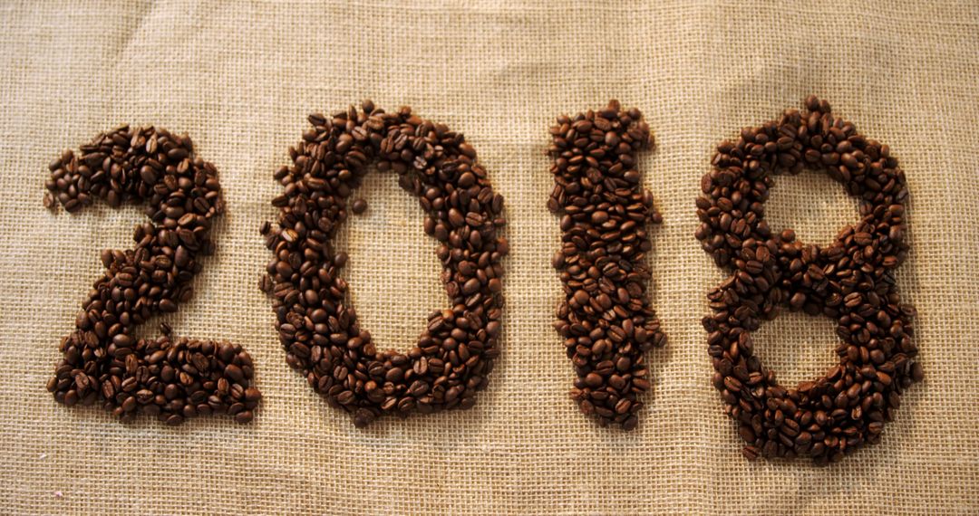 Number 2018 Written with Coffee Beans on Burlap - Free Images, Stock Photos and Pictures on Pikwizard.com