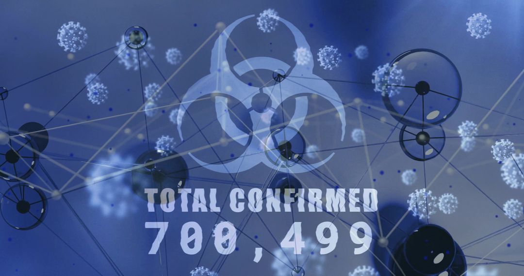 Digital Virus Alert with Biohazard Symbol and Network Connectivity