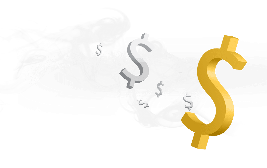 Transparent Smoky Dollar Icons on Abstract Background