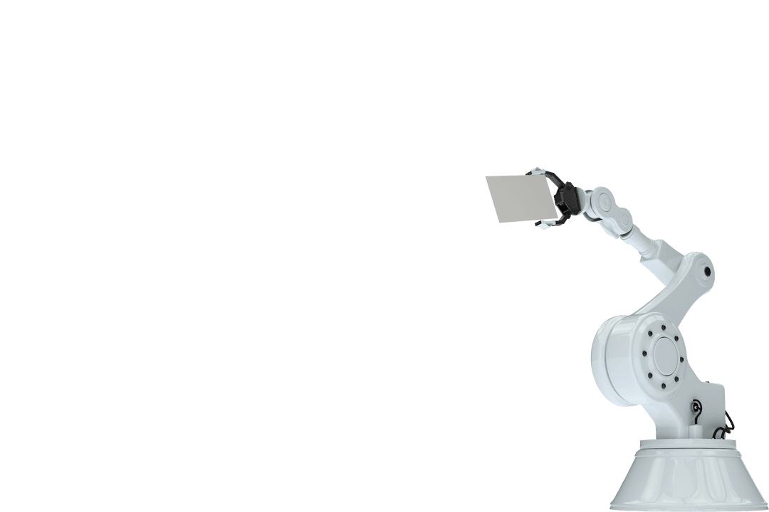 Futuristic Robot Hand Holding Transparent Placard Sign