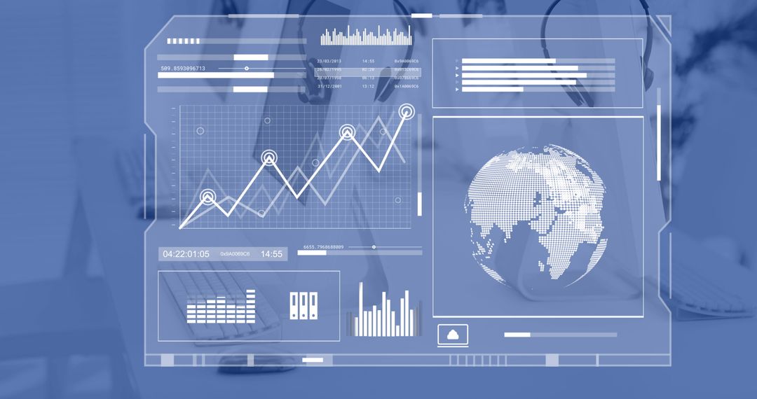 Digital Global Data Visualization with Charts in Modern Office