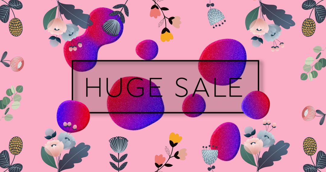 Huge Sale Promotion with Bright Floral and Abstract Design - Free Images, Stock Photos and Pictures on Pikwizard.com