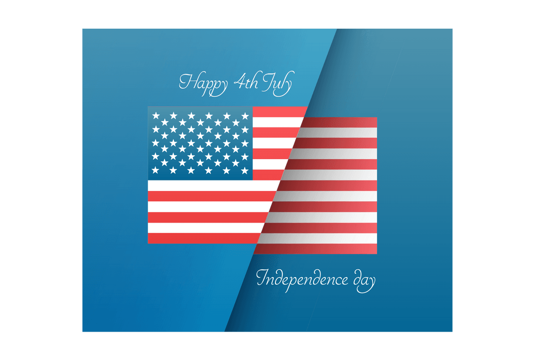 USA Flag With Independence Day Wishes on Transparent Background