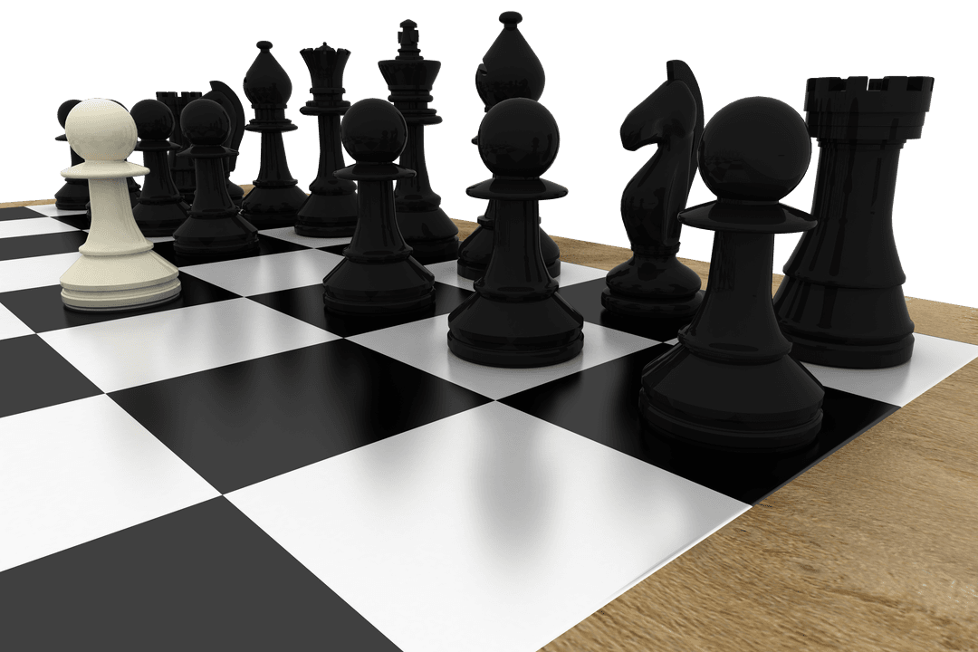 Elegant Transparent Chess Set with Black Pieces Dominating