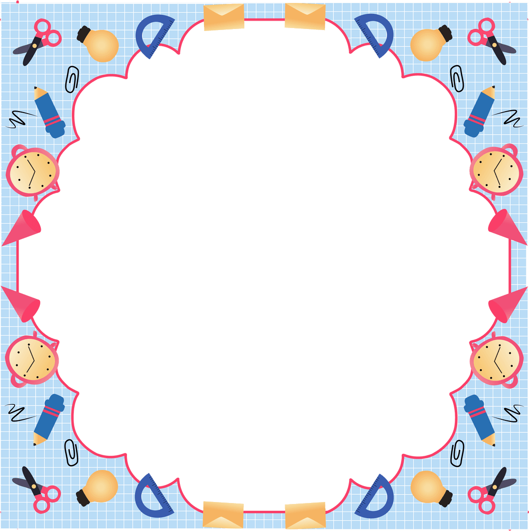 Transparent Frame with School Office Icons for Creativity