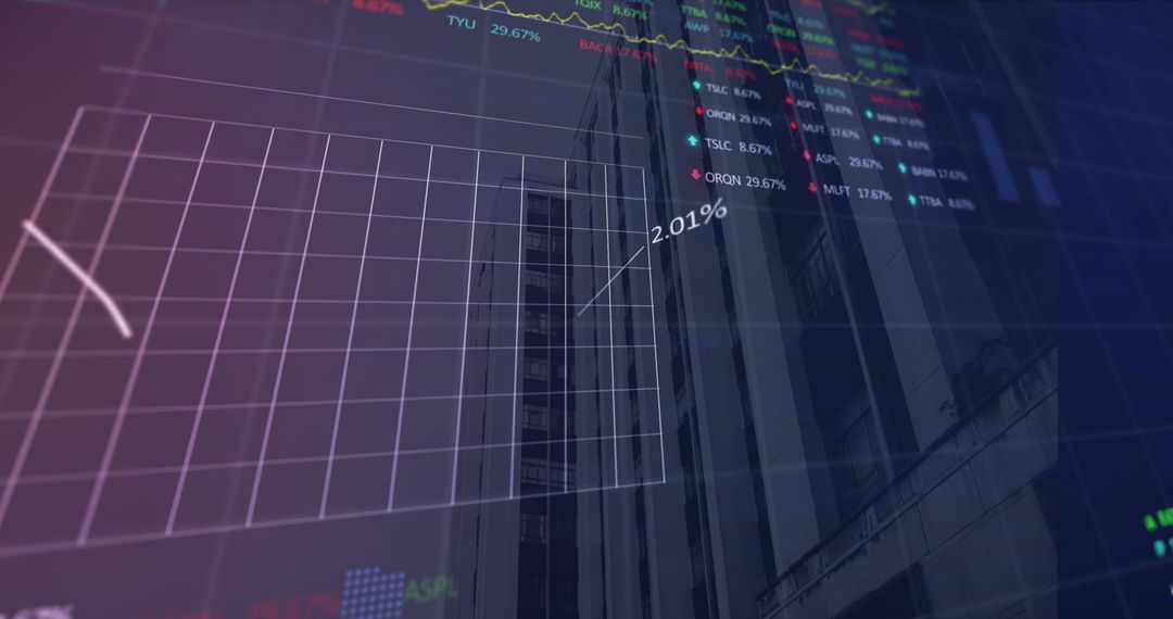Digital Data Overlay on Financial District Skyline