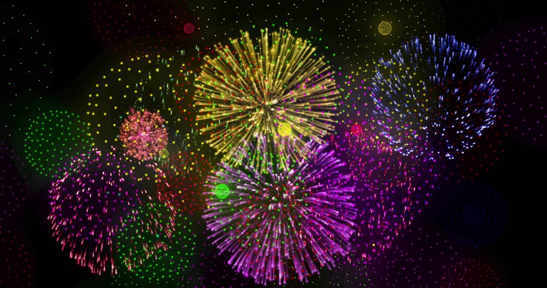 Colorful Fireworks Display Lighting Up Night Sky