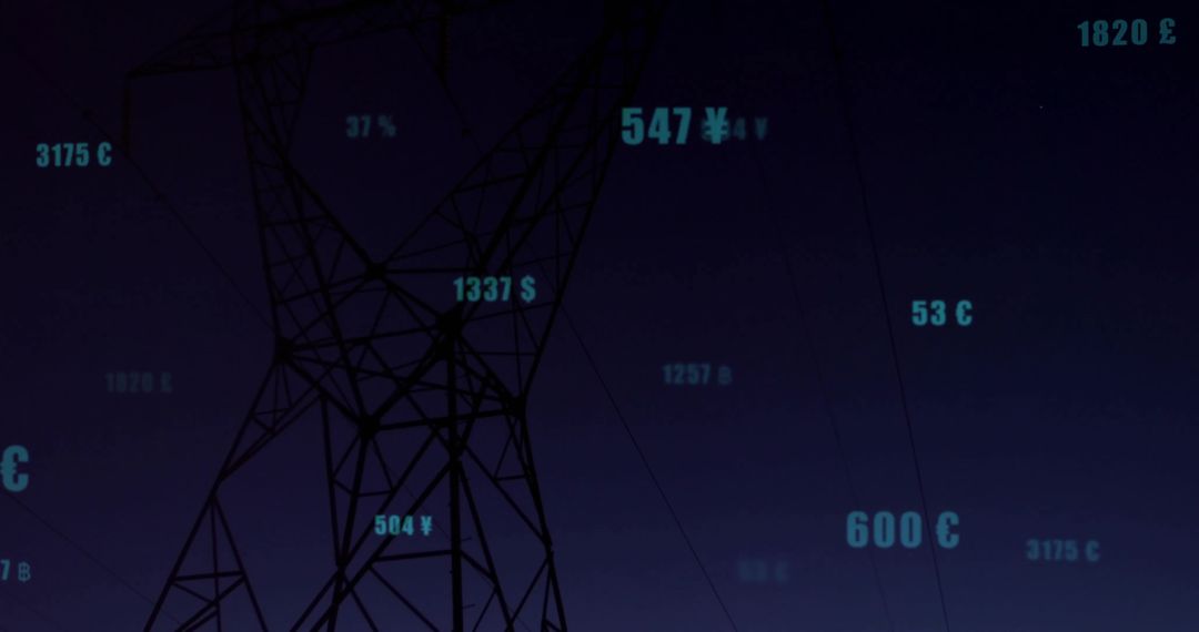 High Voltage Power Tower with Digital Currency Rates