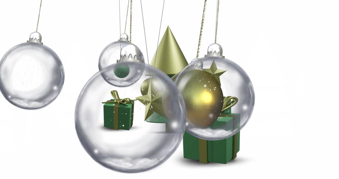 Floating Baubles with Festive Christmas Tree and Gift Boxes