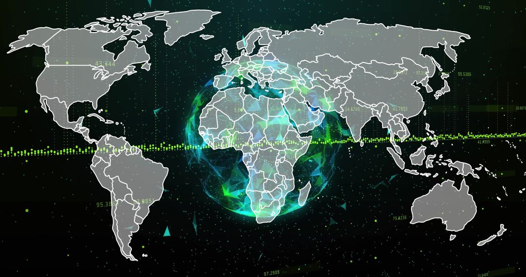 Glowing Digital Earth with Data and Network Connections