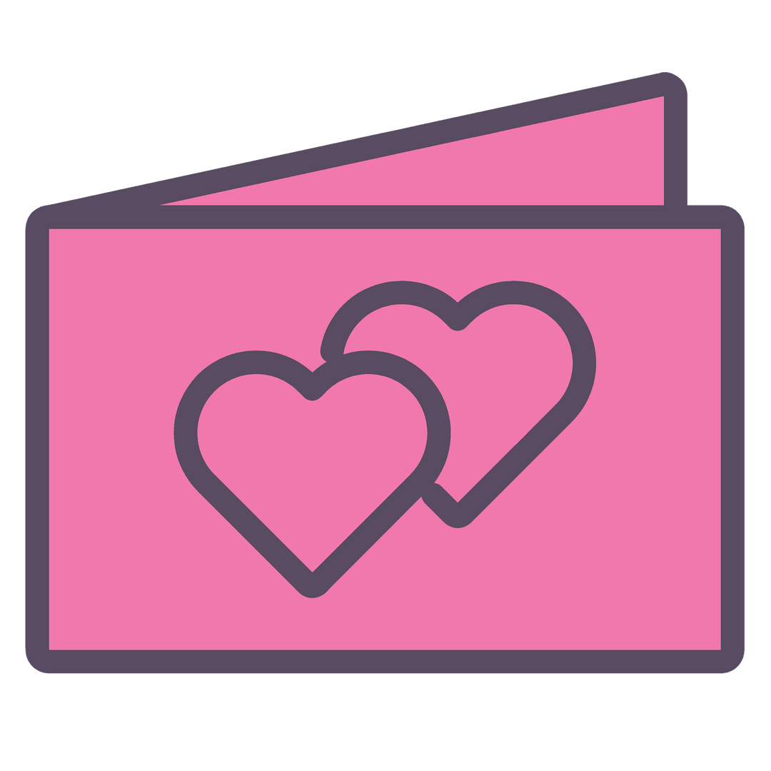 Two Heart Icons on Pink Card with Transparent Background