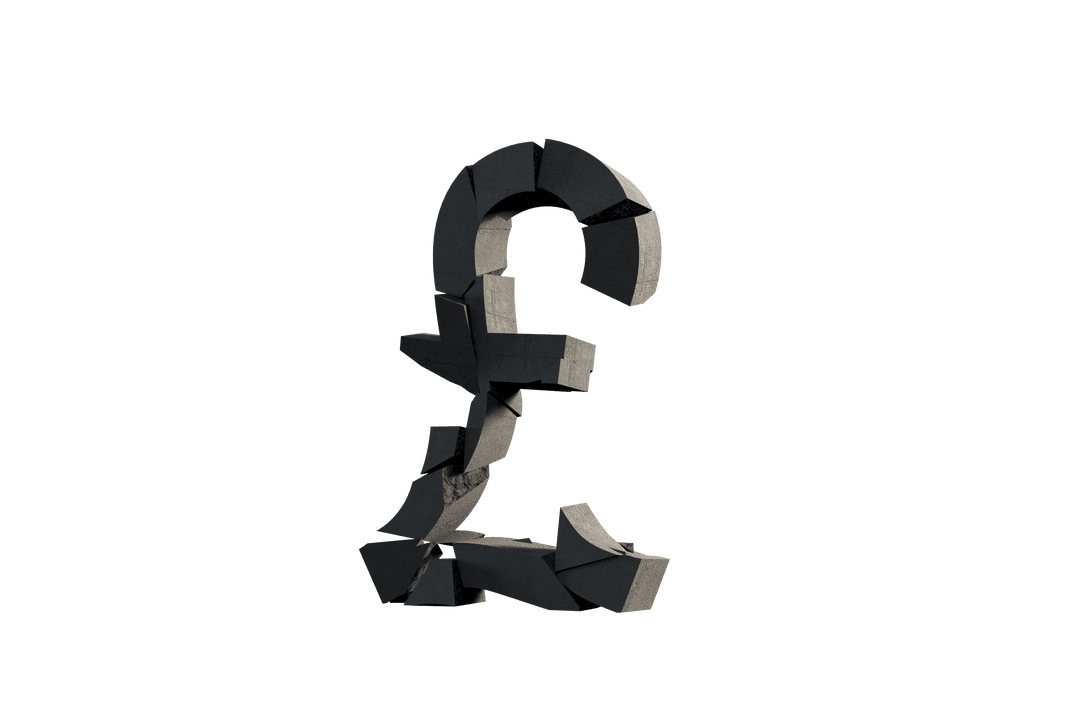 Cracked Pound Symbol Illustration on Transparent Background