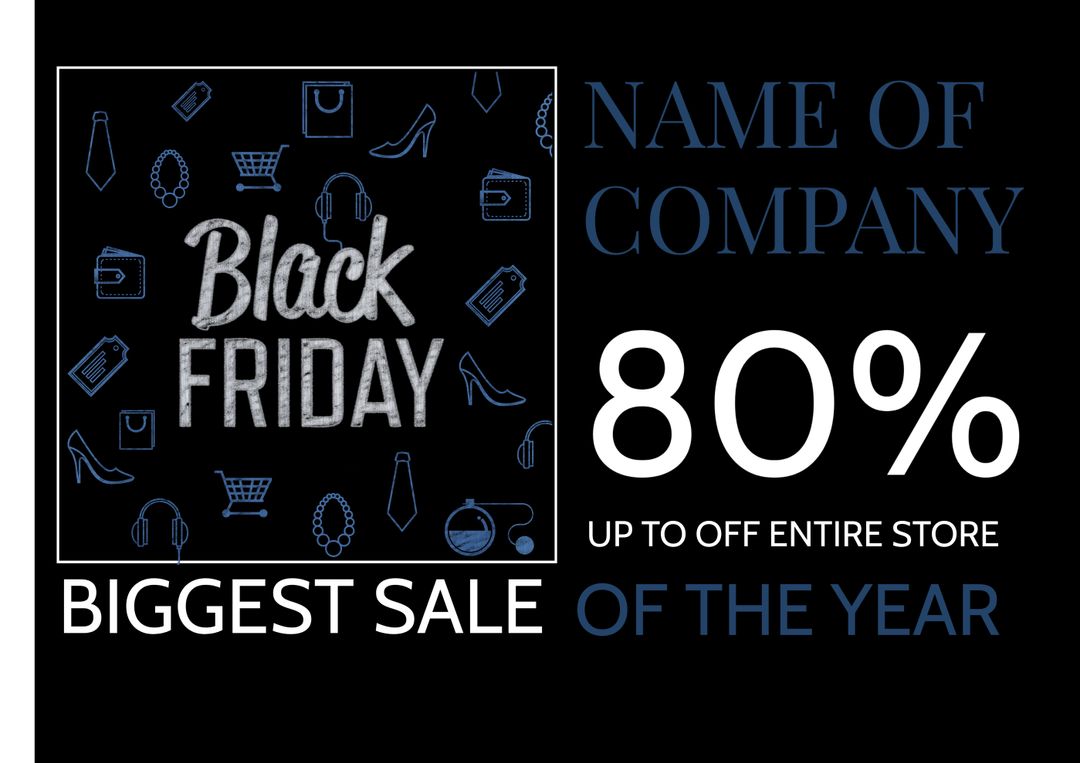 Black Friday Biggest Sale Banner with 80 percent Off Entire Store - Download Free Stock Templates Pikwizard.com