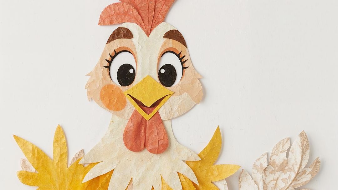 Playful Chicken Craft with Colorful Paper Collage