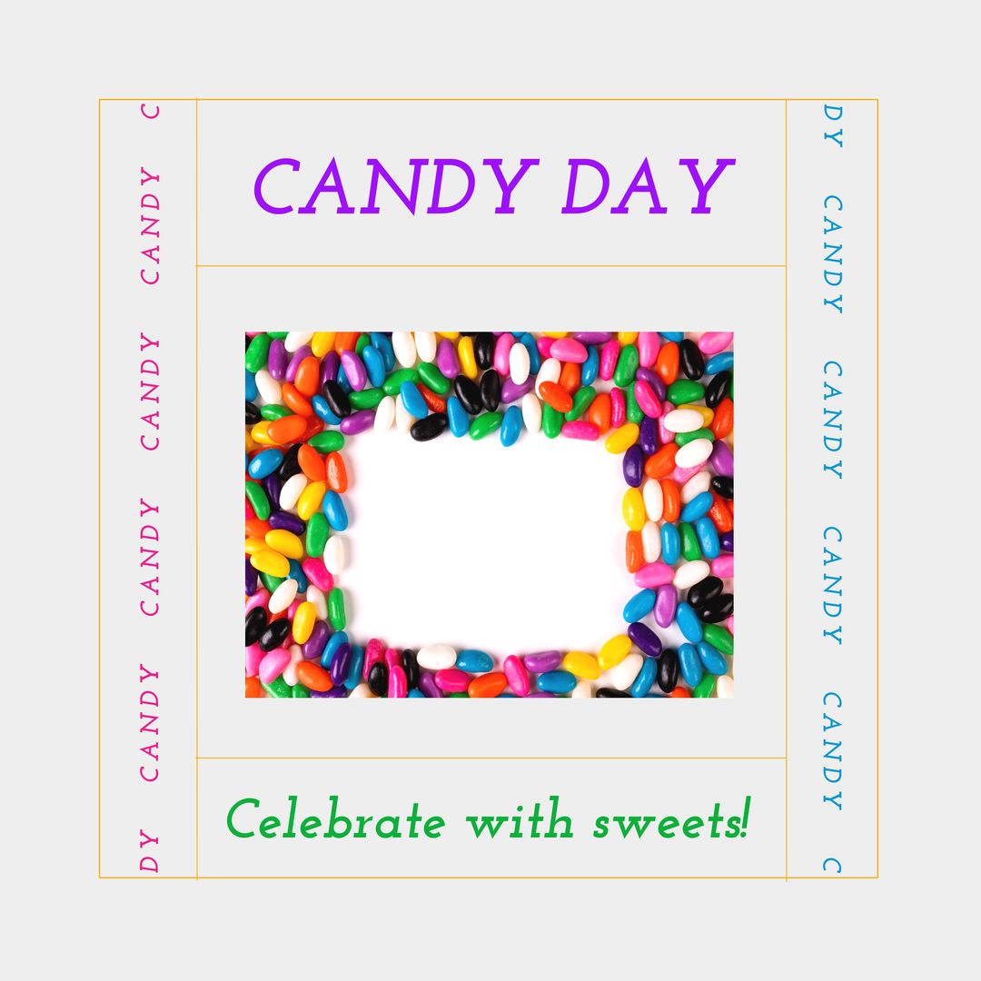 Composition of national candy day text over colourful candy - Download Free Stock Templates Pikwizard.com