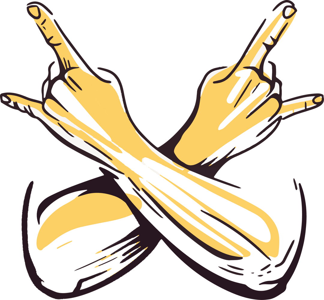 Stylized Rock Gesture Arms on Transparent Background Illustration