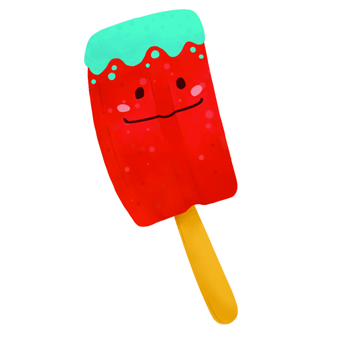 Playful Red Popsicle Illustration with Smile on Transparent Background