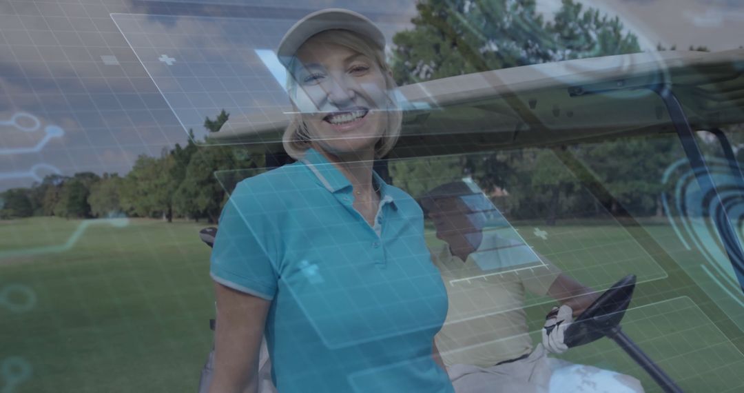 Joyful Female Golfer Enjoying Day on Expansive Green Course