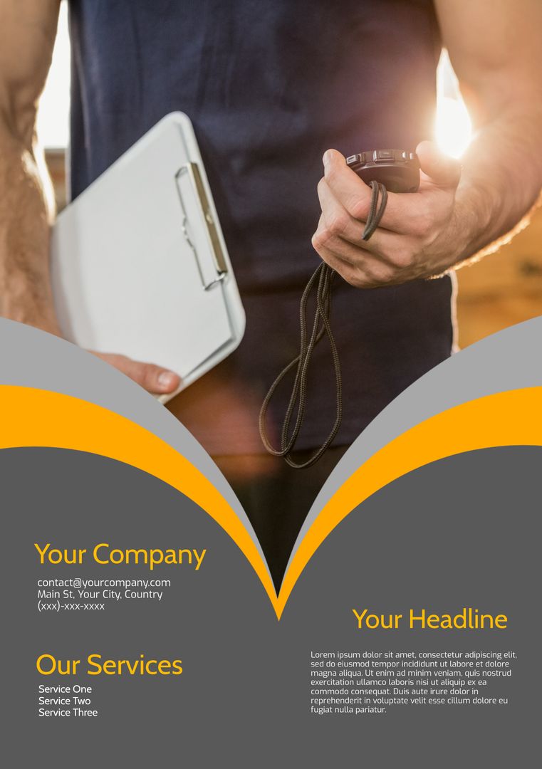 Personal Trainer Holding Clipboard and Stopwatch Symbolizing Fitness Professionalism