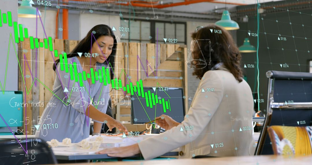 Analytics Visualization Over Teamwork in Modern Office